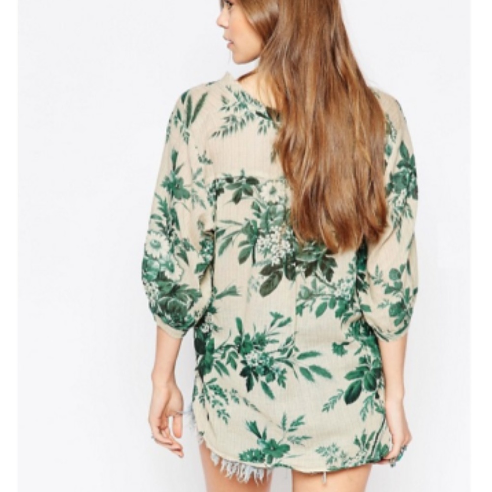 Denim & Supply Floral Ruffle Tie Front Blouse S M - Picture 2 of 8